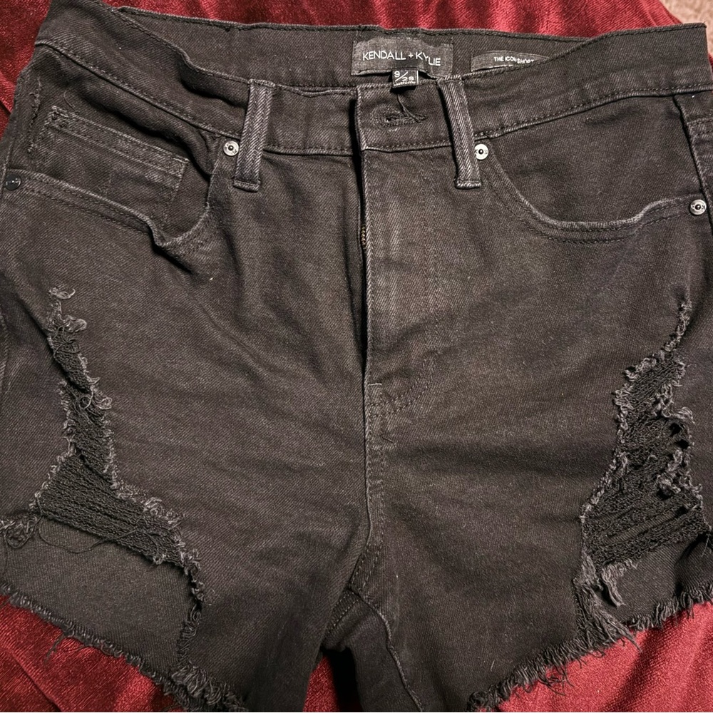 Kendall & Kylie Black Distressed Jean Shorts